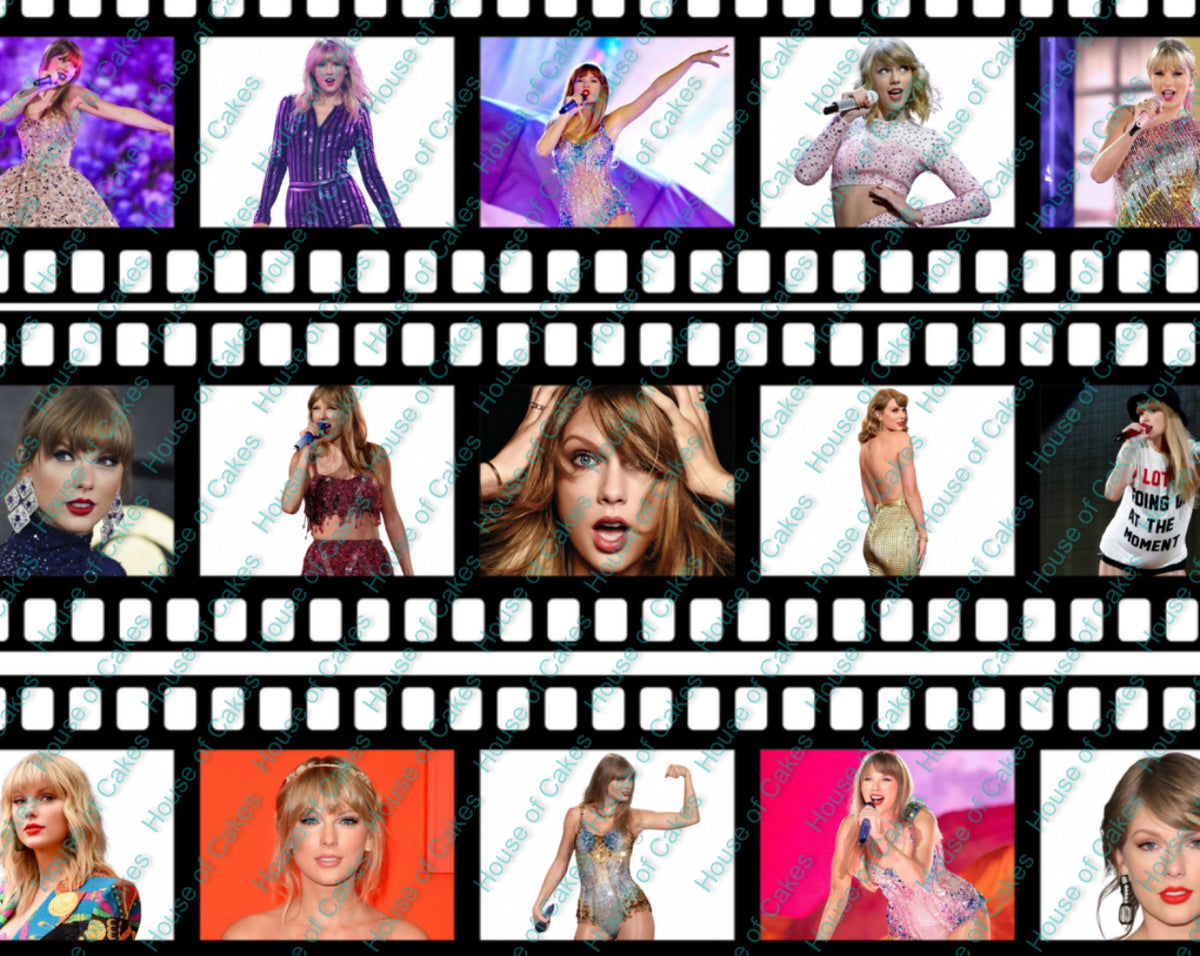 Taylor Swift Collage 8 INCH PRE-CUT Edible Icing Cake Topper