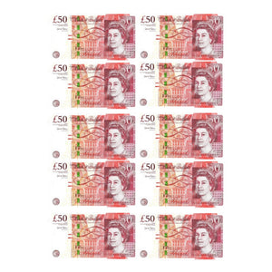 10 x EDIBLE Icing Money £50 Pound Notes Cupcake Toppers - House of Cakes