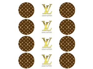 12 PRE CUT LV Edible Cupcake Toppers - House of Cakes