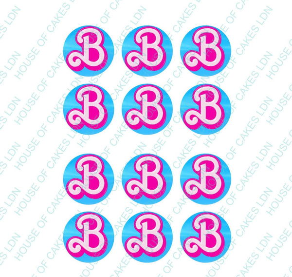 12 x 💕 Barbie 💕 Edible Icing PRE - CUT 5cm (width) Cupcake Toppers - House of Cakes