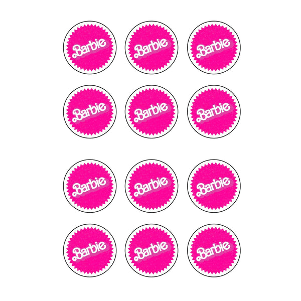 12 x 💕 Barbie 💕 Edible Icing PRE - CUT 5cm (width) Cupcake Toppers - House of Cakes