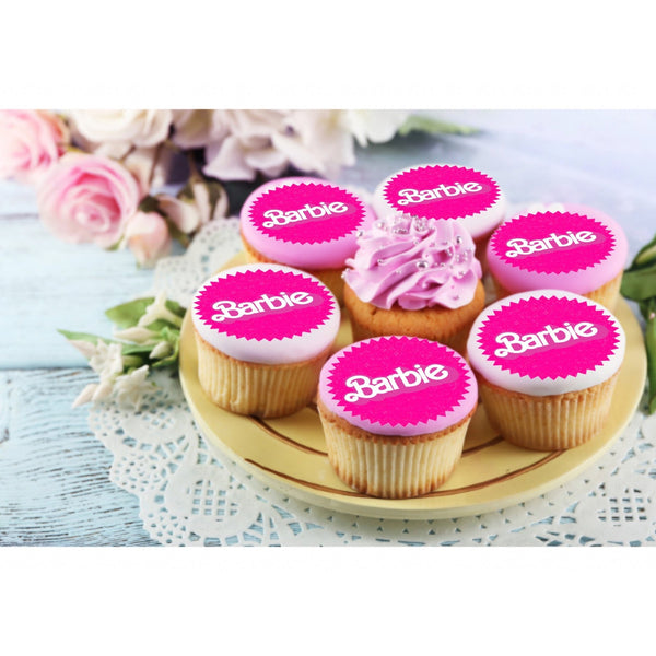 12 x 💕 Barbie 💕 Edible Icing PRE - CUT 5cm (width) Cupcake Toppers - House of Cakes