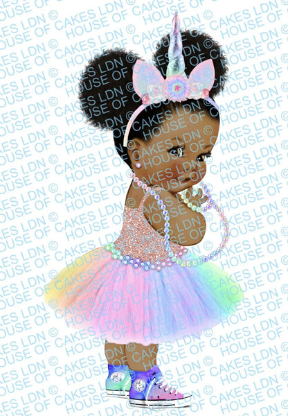 Afro Puffs Baby Edible Icing PRE-CUT Cake Topper