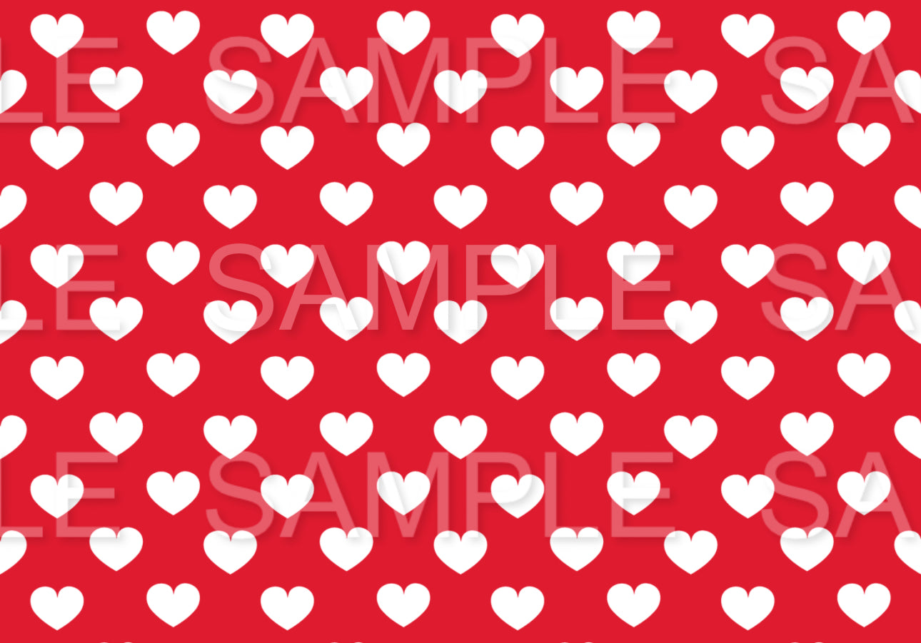 White Hearts Red Background Patterned EDIBLE Icing A4 Cake Wrap Cake Decoration