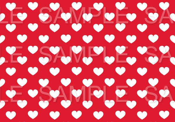 White Hearts Red Background Patterned EDIBLE Icing A4 Cake Wrap Cake Decoration