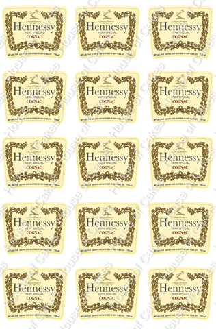 Hennessy Label EDIBLE Icing PRE-CUT Cupcake Toppers x 15