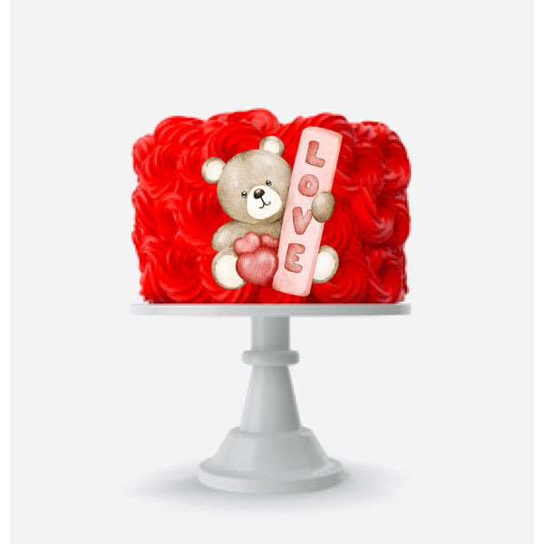 Valentines Love Hearts Teddy Bear 4 INCH/ 5 INCH HEIGHT Pre-Cut Edible Icing Cake Topper