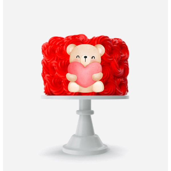 Valentines Love Hearts Teddy Bear 4 INCH/ 5 INCH HEIGHT Pre-Cut Edible Icing Cake Topper