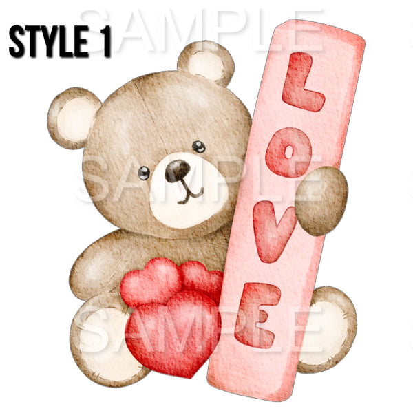 Valentines Love Hearts Teddy Bear 4 INCH/ 5 INCH HEIGHT Pre-Cut Edible Icing Cake Topper