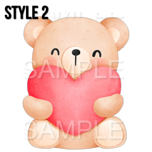 Valentines Love Hearts Teddy Bear 4 INCH/ 5 INCH HEIGHT Pre-Cut Edible Icing Cake Topper