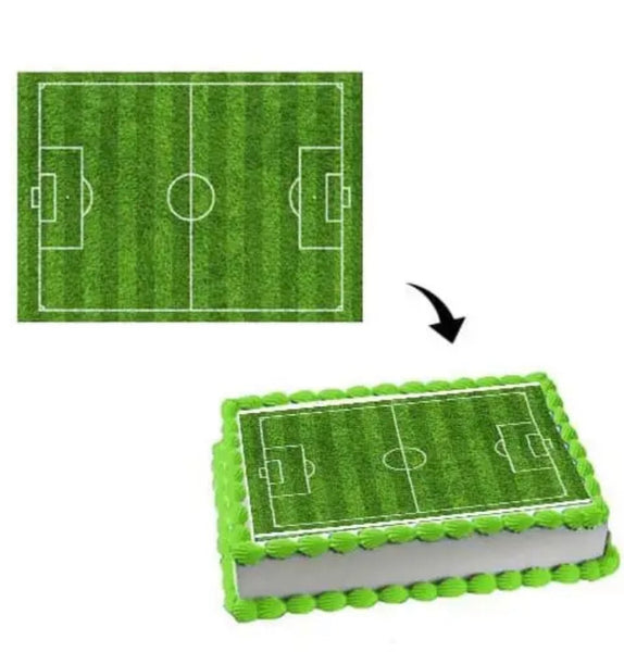 A4 EDIBLE ICING SHEET Football Pitch Cake Topper Cake Decorations Personalised - House of Cakes