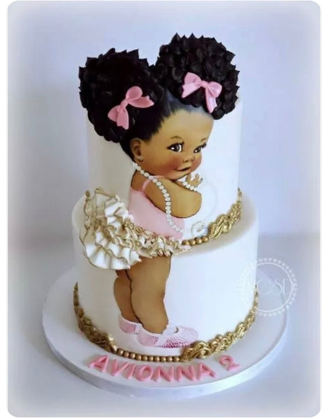 Afro Puffs Baby Edible Icing PRE - CUT Cake Topper - House of Cakes