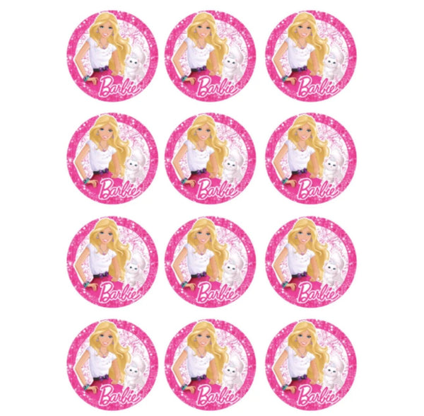 💕 BARBIE 💕Edible Icing PRE - CUT 8 INCH / 12x5CM ROUND Cake/Cupcake Toppers - House of Cakes