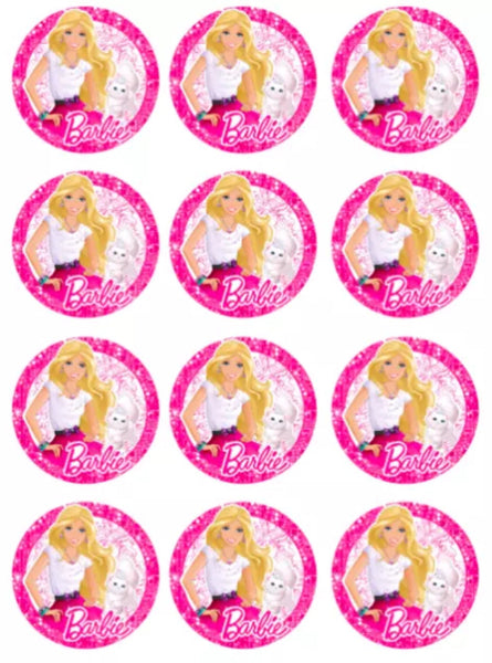 💕 BARBIE 💕Edible Icing PRE - CUT 8 INCH / 12x5CM ROUND Cake/Cupcake Toppers - House of Cakes