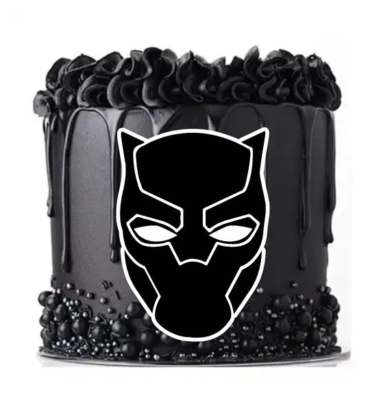 Black Panther PRE CUT 4 INCH (Width) Edible Icing Logo Birthday Cake Topper Decorations - House of Cakes