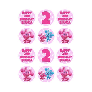 Blues Clues Magenta 5cm ROUND PRE CUT Edible Icing Birthday Cupcake Toppers x12 - House of Cakes