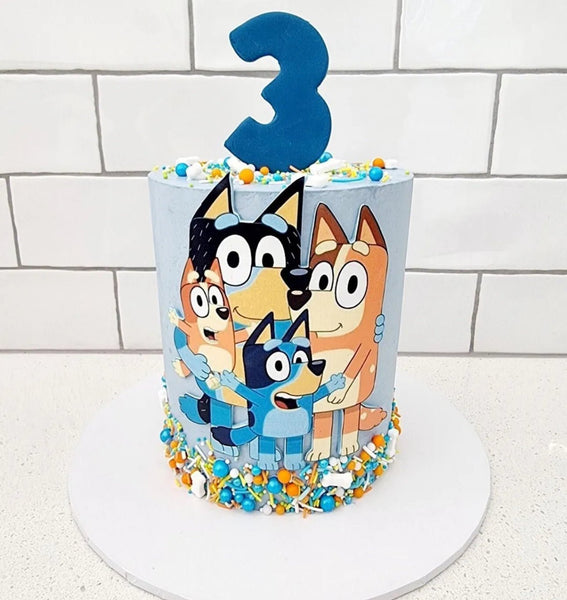 Bluey & Family 5 INCH (WIDTH) PRE - CUT EDIBLE Icing Cake Topper Decoration - House of Cakes