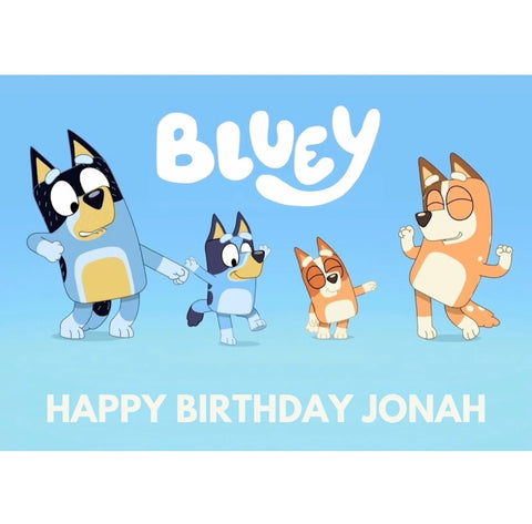 BLUEY INSPIRED PERSONALISED EDIBLE A4 ICING SHEET BIRTHDAY CAKE TOPPER - House of Cakes