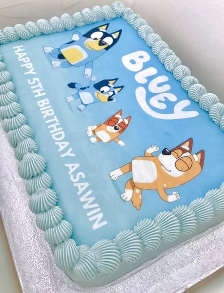 BLUEY INSPIRED PERSONALISED EDIBLE A4 ICING SHEET BIRTHDAY CAKE TOPPER - House of Cakes