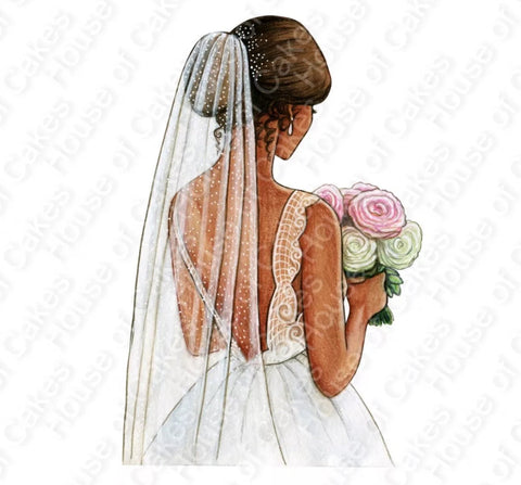 Bride Edible Icing PRE - CUT Cake Topper 4 INCH /5 INCH (width) - House of Cakes