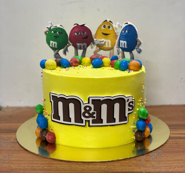 Candy PRE CUT 4 INCH / 5 INCH Edible Icing M&M Logo Birthday Cake Topper Decorations - House of Cakes