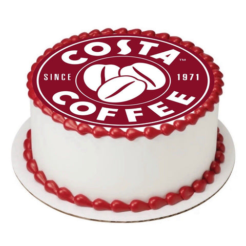 Costa Coffee Logo Edible Icing PRE - CUT Cake Topper 3/4/5/8 INCH CIRCLE - House of Cakes