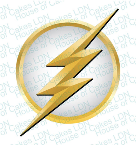 Flash WHITE & GOLD PRE - CUT 4" Edible Icing Logo Birthday Cake Topper Decorations - House of Cakes