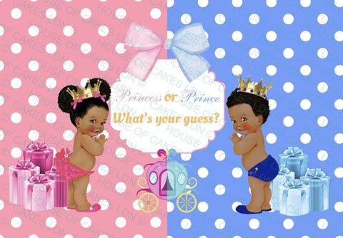 GENDER REVEAL BABY SHOWER PRINCESS/PRINCE EDIBLE A4 CAKE TOPPER DECORATION - House of Cakes