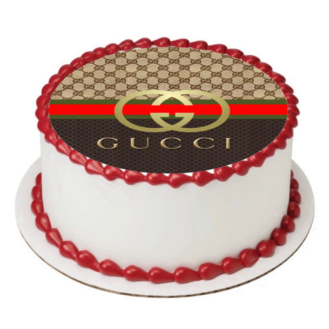 GG Brown Print 8 INCH PRE - CUT Circle EDIBLE Icing Cake Topper - House of Cakes