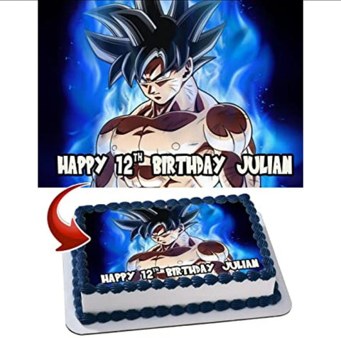 GOKU INSPIRED PERSONALISED EDIBLE A4 ICING SHEET BIRTHDAY CAKE TOPPER - House of Cakes