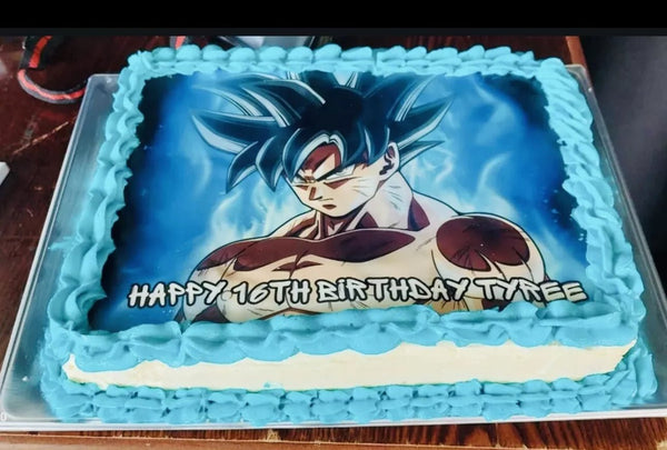 GOKU INSPIRED PERSONALISED EDIBLE A4 ICING SHEET BIRTHDAY CAKE TOPPER - House of Cakes