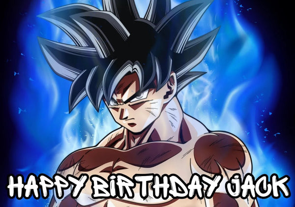 GOKU INSPIRED PERSONALISED EDIBLE A4 ICING SHEET BIRTHDAY CAKE TOPPER - House of Cakes