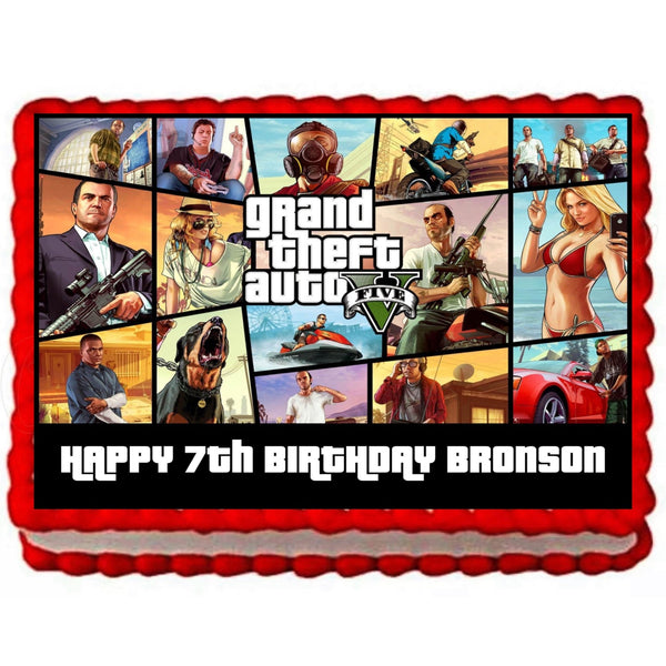 GTA Personalised A4 EDIBLE Cake Topper Birthday Icing Sheet - House of Cakes