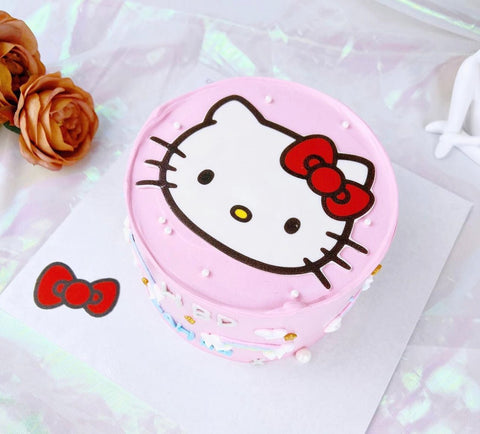 Hello Kitty Face Edible Icing PRE - CUT Cake Topper 4 Inch /5 Inch (width) - House of Cakes