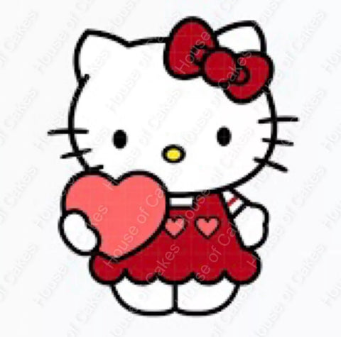 Hello Kitty Heart Edible Icing PRE - CUT Cake Topper 4 Inch /5 Inch (width) - House of Cakes