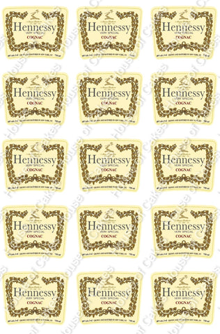 Hennessy Label EDIBLE Icing PRE - CUT Cupcake Toppers x 15 - House of Cakes