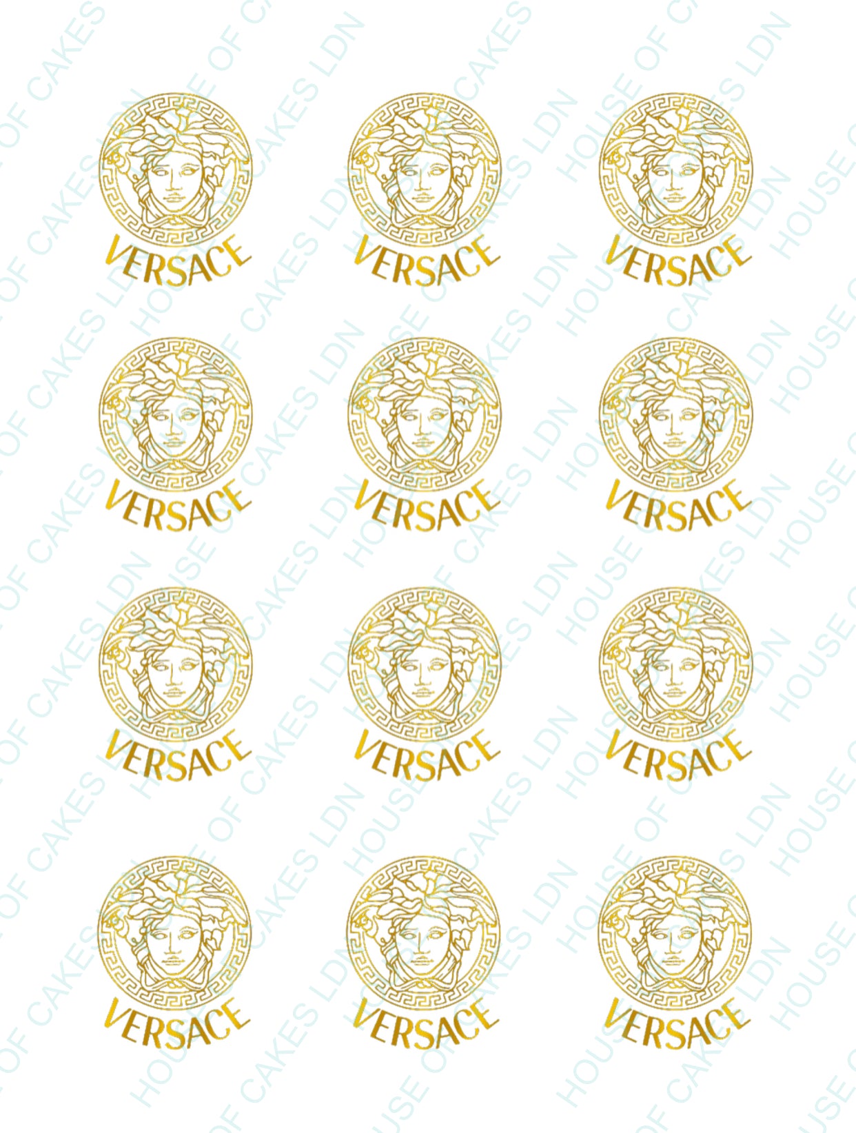 12 PRE CUT Edible Icing Versace Inspired Cupcake Toppers