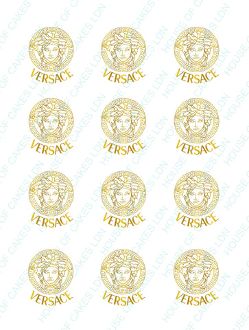 12 PRE CUT Edible Icing Versace Inspired Cupcake Toppers
