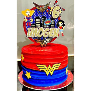 Wonder Woman PRE CUT 4” Edible Icing Logo Birthday Cake Topper Decorations