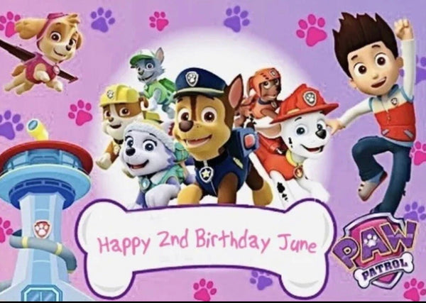PERSONALISED Paw Patrol EDIBLE A4 Icing Sheet Birthday Cake Topper Decoration