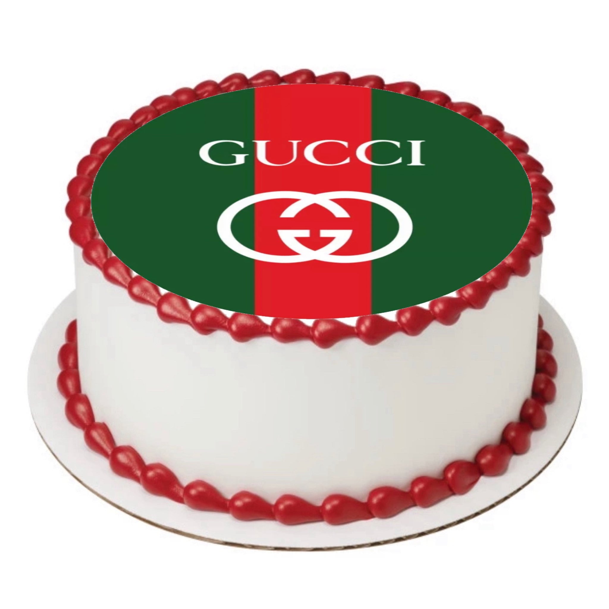 GG Green & Red 8 INCH PRE-CUT Circle EDIBLE Icing Cake Topper