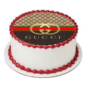 GG Brown Print 8 INCH PRE-CUT Circle EDIBLE Icing Cake Topper