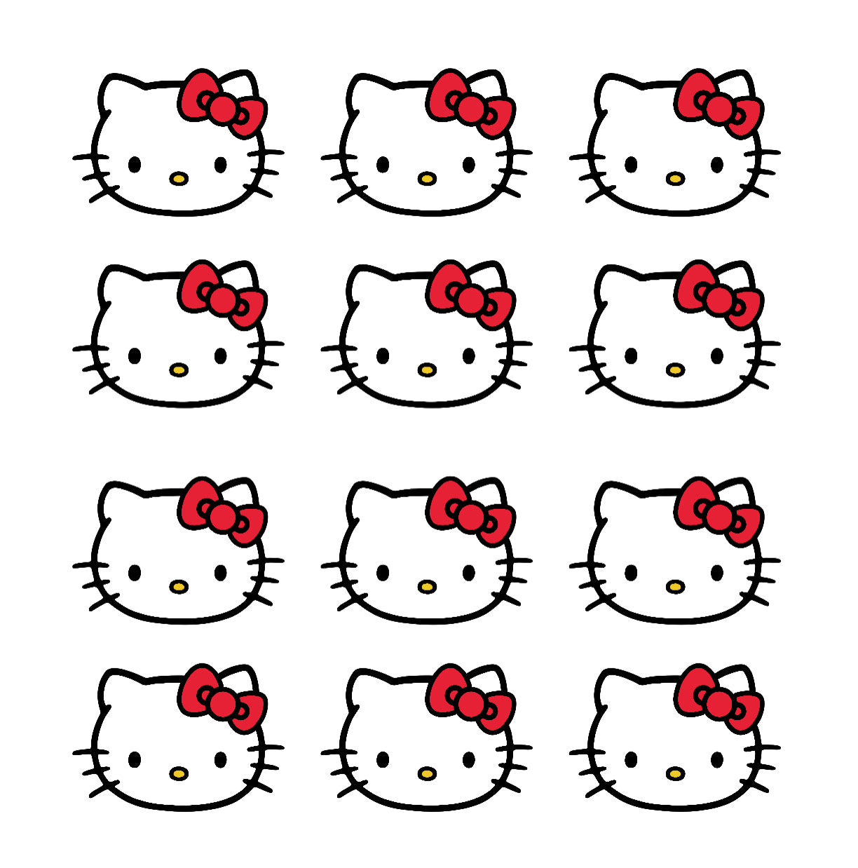 Hello Kitty Edible Icing PRE-CUT 5cm (width) Cupcake Toppers