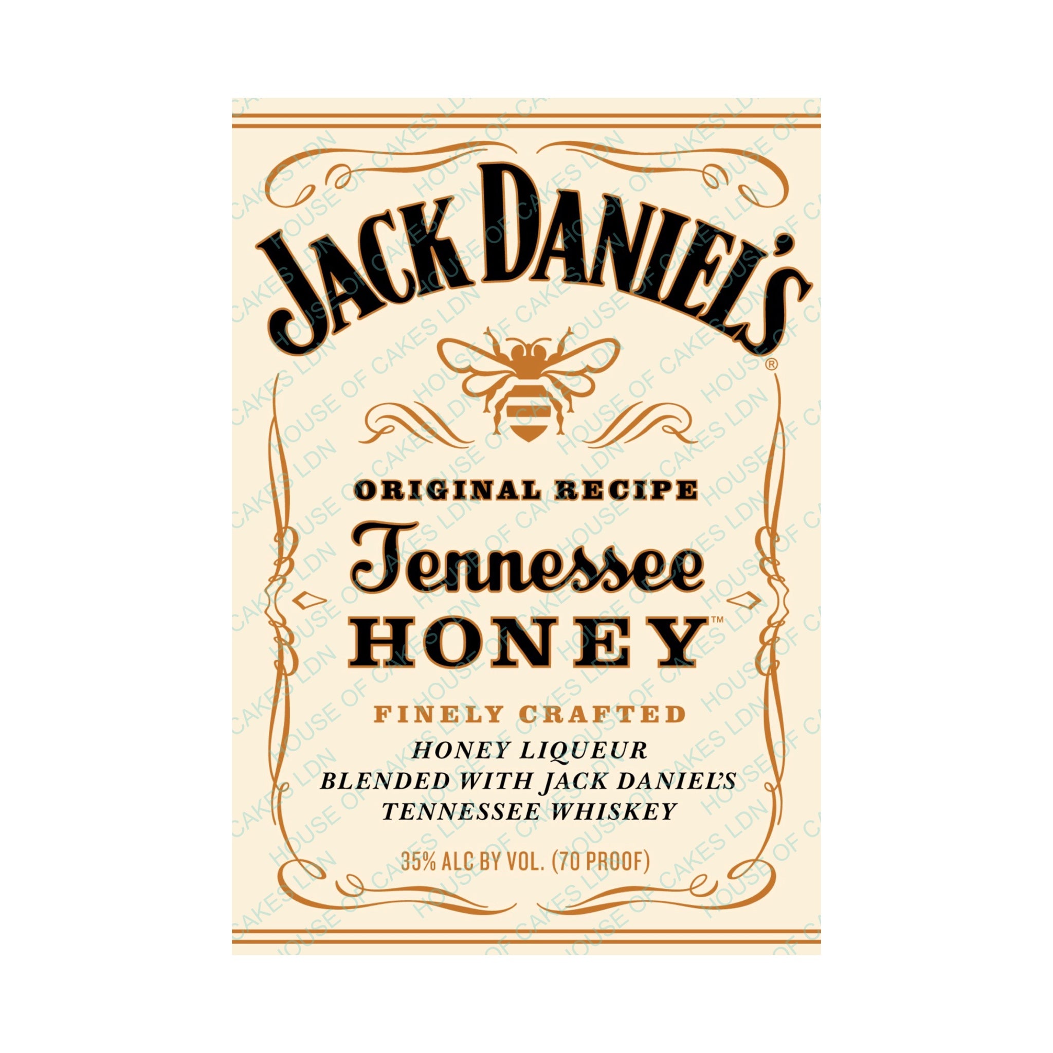 Jack Daniel’s Honey Label EDIBLE Icing Cake Topper Original/Personalised