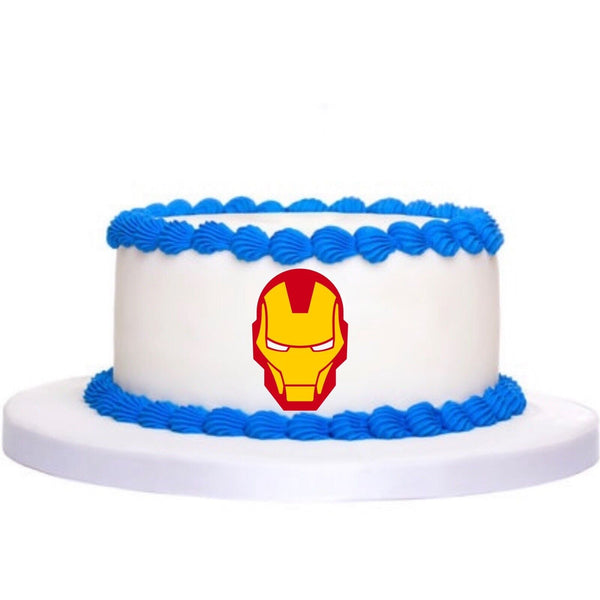 Ironman PRE CUT 4” Edible Icing Logo Birthday Cake Topper Decorations - House of Cakes