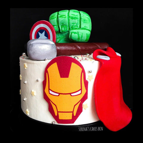 Ironman PRE CUT 4” Edible Icing Logo Birthday Cake Topper Decorations - House of Cakes