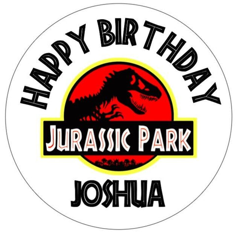 JURASSIC PARK PERSONALISED EDIBLE ICING 8 INCH PRE - CUT CAKE TOPPER - House of Cakes