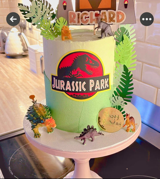 Jurassic Park PRE CUT 5 INCH Edible Icing Logo Cake Topper Decorations Birthday - House of Cakes