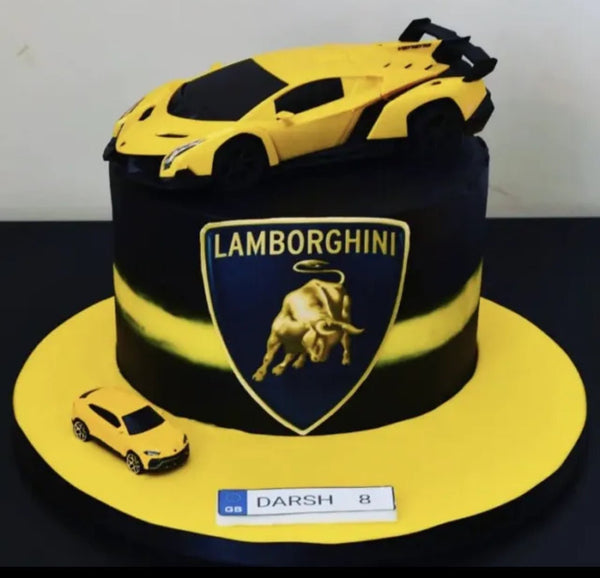 Lamborghini Logo 4 INCH/ 5 INCH WIDE Logo Pre - Cut Edible Icing Cake Topper - House of Cakes