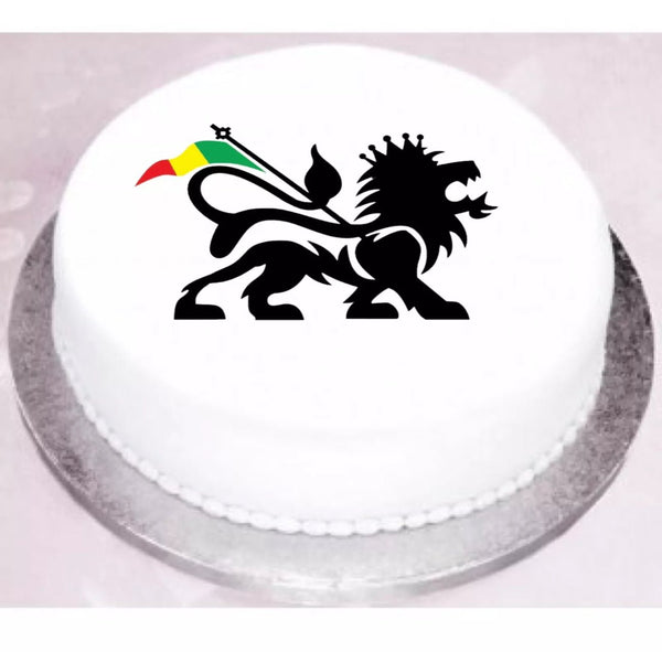 Lion Of Judah PRE CUT 5 INCH Edible Icing Cake Topper Decorations Rastafarian Flag - House of Cakes